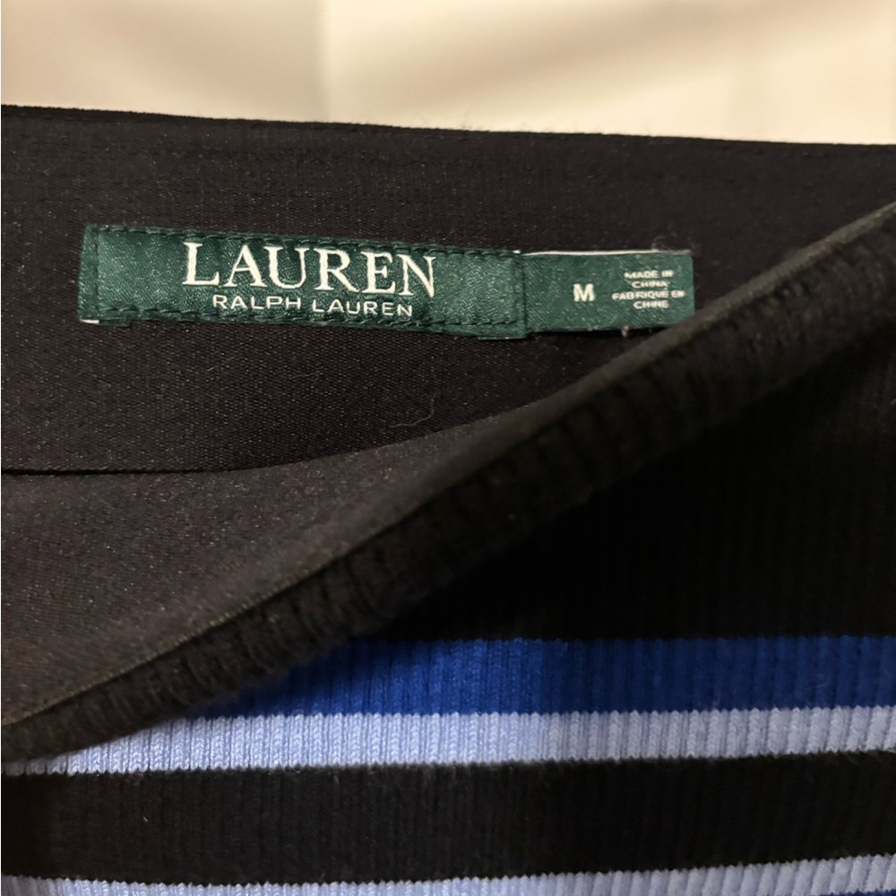 Ralph Lauren Blue and Black Striped Pencil Skirt - Picture 2 of 9